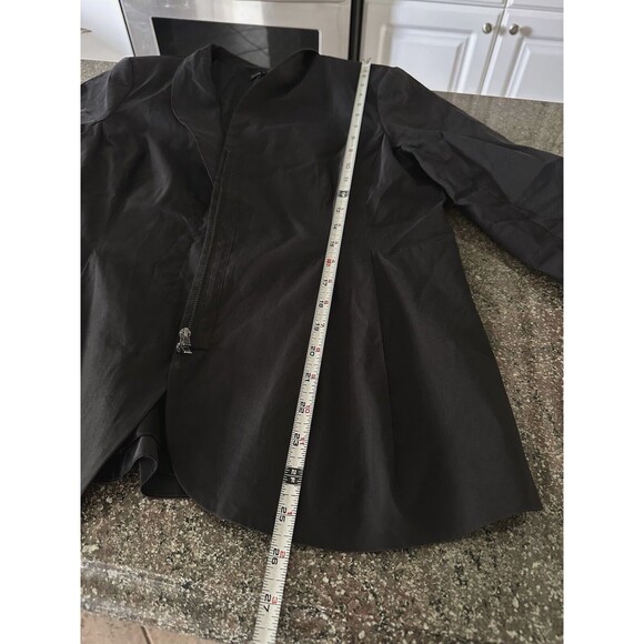 Eileen Fisher Ramie Silk Unique Dress Jacket Fitted Black Dble Action Zip S EUC - Picture 7 of 11